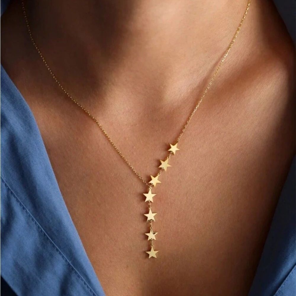 Gold Star Y-Style Necklace M677